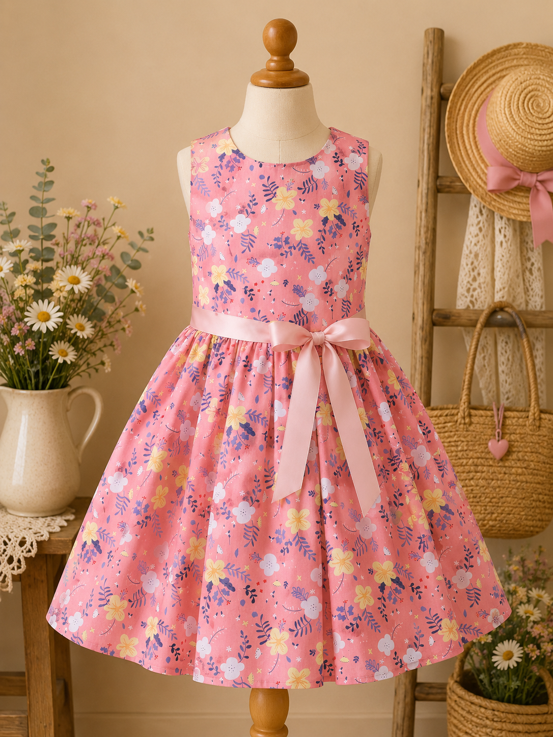 Robe rose fleurs