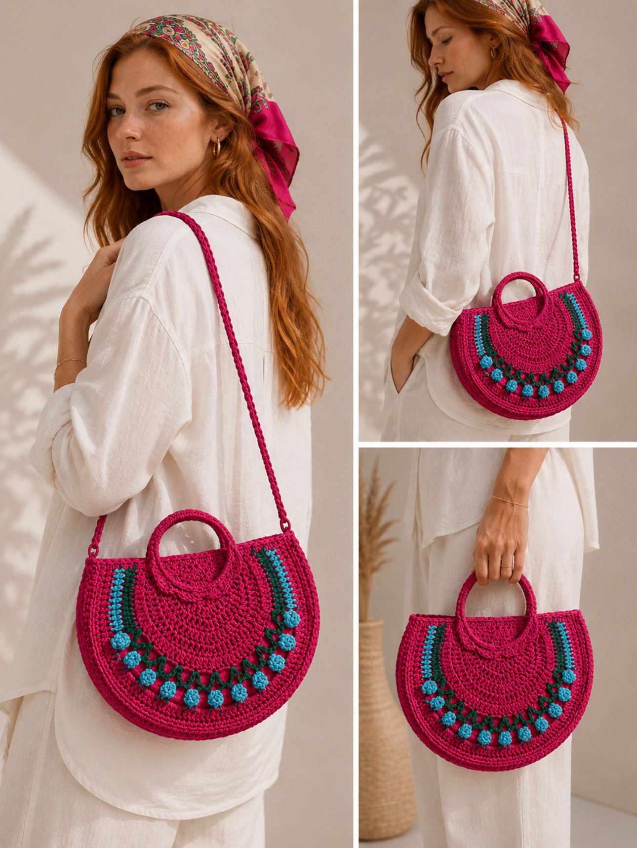 sac rose bleu noir