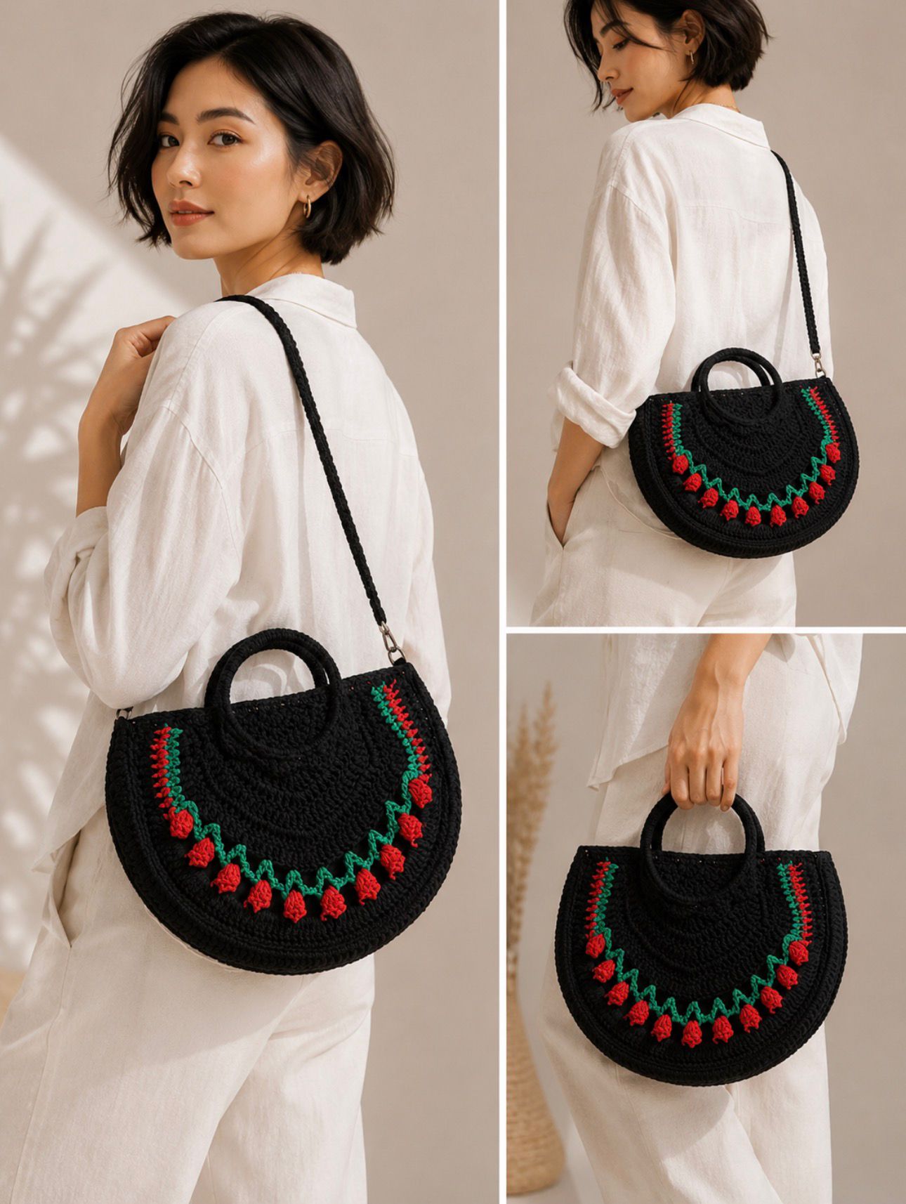 sac noir vert rouge